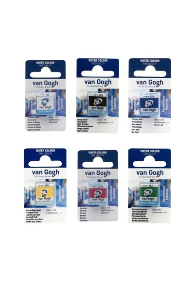 Talens Van Gogh Sulu Boya Yarım Tablet 6'lı Set Ana Renkler