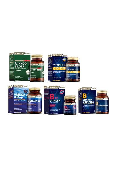 Nutraxin 60 Tablets Containing Ginkgo Biloba and Omega 3 Fish Oil - Vitamin Max and Vitamin B Additive