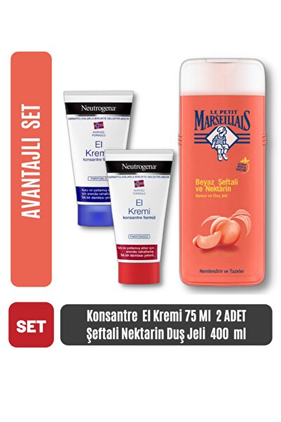 Neutrogena Concentrated Hand Cream 75 ml 2 Pieces + Peach Nectarine Shower Ge...