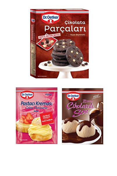 Dr. Oetker Çikolata Parçaları + Bitter Çikolatalı Sos + Pastacı Kreması