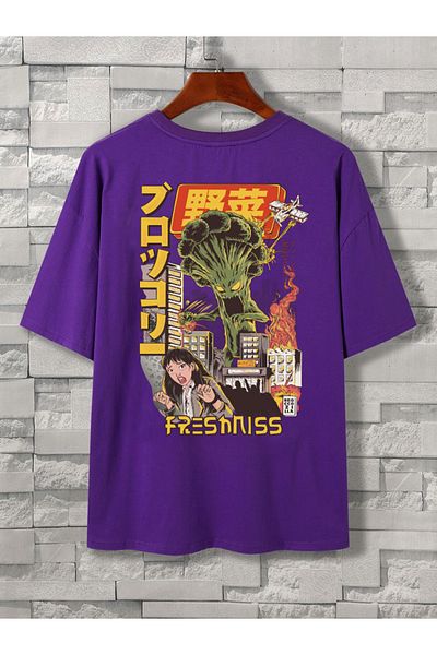 DEEPSENCE Μπλουζάκι Unisex Oversize Μωβ στάμπα μπρόκολου