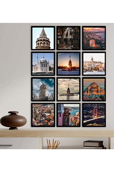 Bk Gift Gift 12 Parça Çerçeve Görünümlü Ahşap Tablo Seti (55x75cm)-8