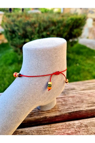 GÜMÜŞTEL EL SANATLARI Certified 7 Chakra Natural Stone Design Hanging Anklet with Surprise Gift