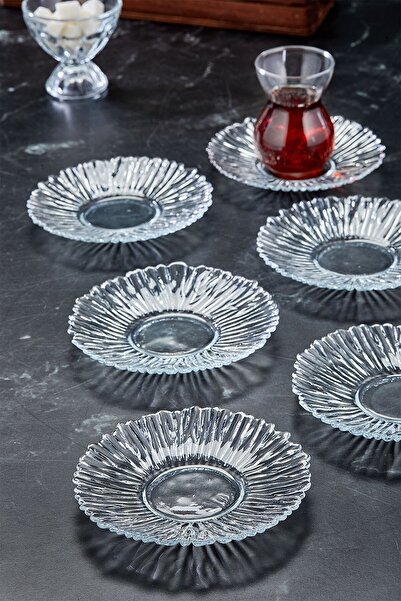 YzHome Set of 6 Trendy Special Design Crystal Glass Tea Plate Bowl