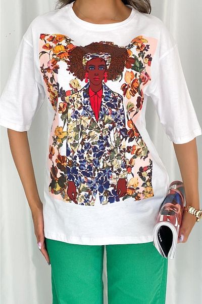 FEMELLE Tricou din bumbac cu design imprimat pentru femei