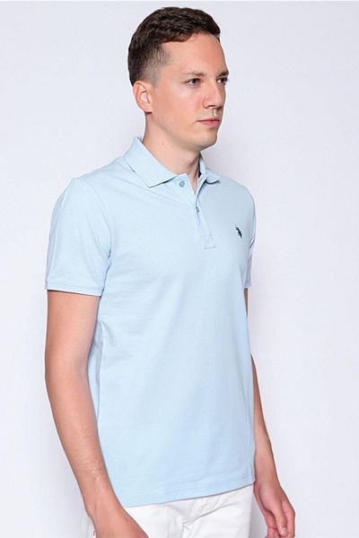U.S. Polo Assn. Tricou cu gât polo pentru bărbați 6141350446   A.albastru