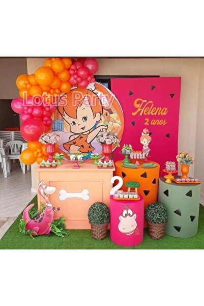 LOTUS PARTY 50 Pieces Stone Age Themed Balloon Chain Set (Fuchsia - Orange Ba...