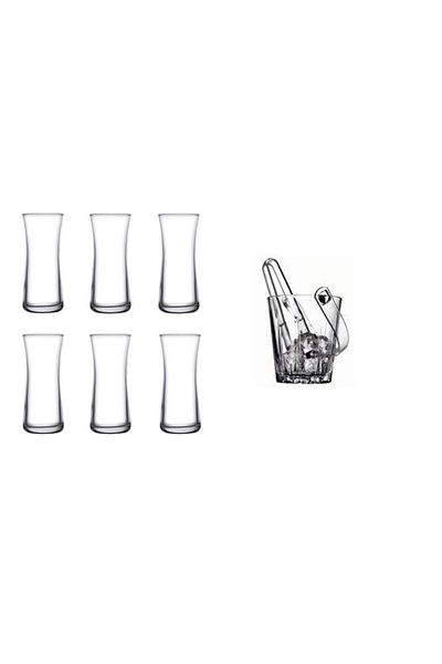 Paşabahçe Heybeli Raki Glass and Karat Ice Bucket Set 7 Pieces