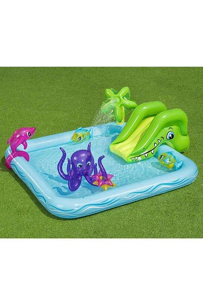 BESTWAY Pool with Slide and Fountain - Crocodile-Green