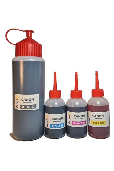 Duruink Canon Pixma E3440 Pg46 Cl56 Yazıcı Uyumlu Kartuş Dolum Seti 500ml Siyah+3x100ml Renkli Mürekkep