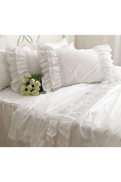 METİNEV Single Laced Frilly Scalloped Duvet Cover Set