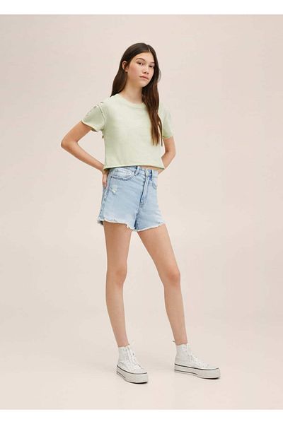 Mango Teen Κοντό βαμβακερό μπλουζάκι