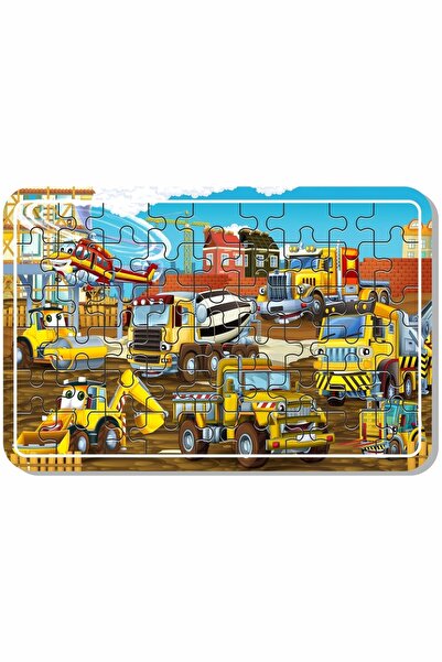 LİPYOS Iş Makinaları 54 Parça Ahşap Puzzle Oyuncak