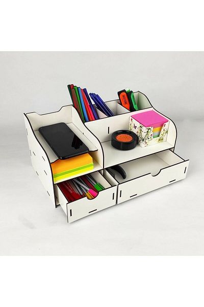BAAÇ Table Top Organizer with Wooden Drawers