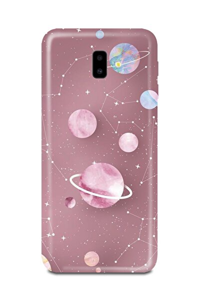 PERAX Samsung J6 Plus Pembe Galaksi Baskılı Telefon Kılıfı J6p0030-43
