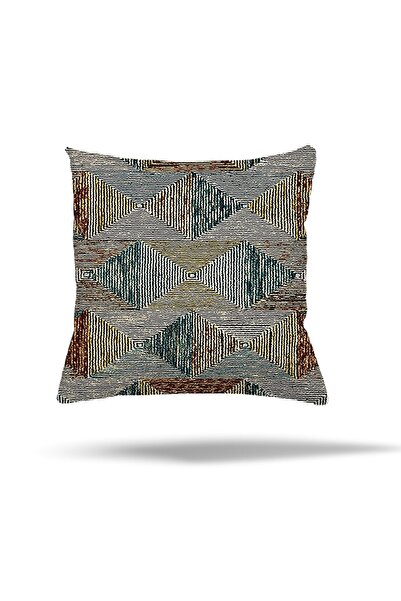 linazaitun Geometrik Renkli Karo Etnik Desen Gizli Fermuarlı Yastık Kılıfı Kırlent Kılıfı Koltuk Yastık Kılıfı