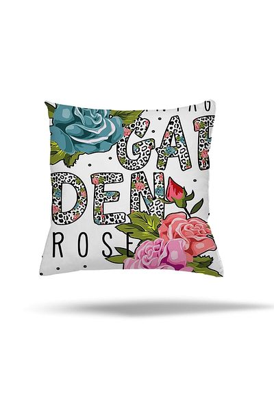 linazaitun Rose Flower Patterned Hidden Zippered Pillow Case Throw Pillow Cover Seat Pillow Case