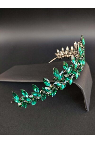 Bontex Αξεσουάρ Μαλλιών Μαύρο Μεταλλικό Στέμμα Νύφης με Πράσινες Κρυστάλλινες...