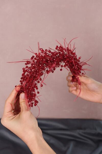 Bontex Γυναικείο αξεσουάρ για μαλλιά και τουρμπάνι με κρύσταλλα και φτερά - Α...