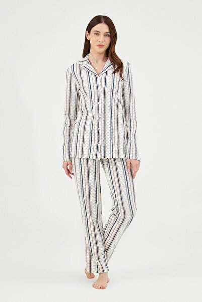 Eros Бавовняний піжамний комплект з лінійним візерунком