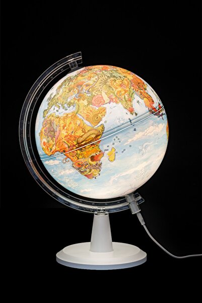 Gürbüz Yayınları Işıklı Modern Seri Fantastik Dünya Küresi 30 Cm Çap/ Led Ayd...