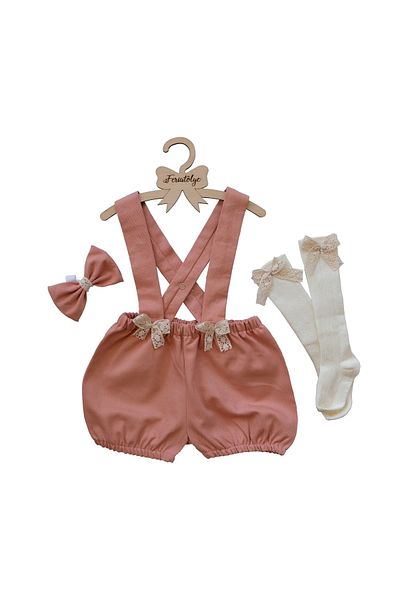 Feriatolye Salmon Color Baby Girl Salopette Cake Pop Costume