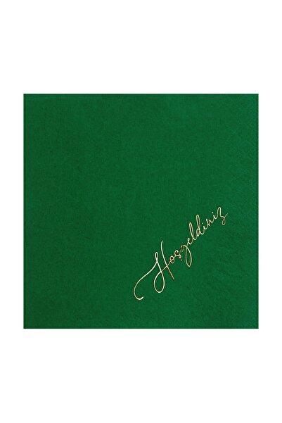Story مجموعة من 16 منديل ورقي أخضر مقاس 33 × 33 سم مع نقش ترحيب على شكل أوراق...