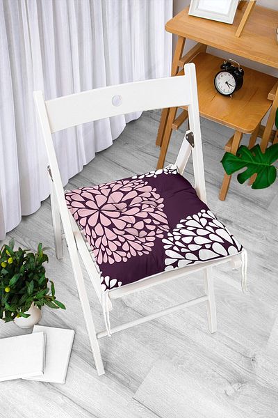 Realhomes Plum Floor Drop Design Digital Printed Modern Pouf Chair Cushion