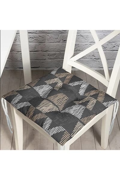 Realhomes Pofidic Chair Cushion with Black Floor Geometric Triangle Design