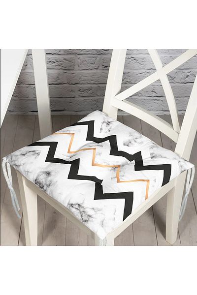 Realhomes Marble Floor Geometric Zigzag Design Fluffy Chair Cushion