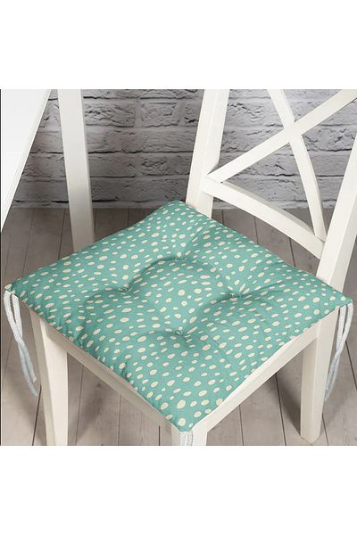 Realhomes Green Floor Cream Polka Dot Modern Pouf Chair Cushion