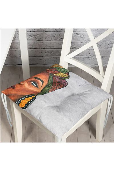 Realhomes Digital Printed Fluffy Chair Cushion with Ethnic African Women's Design