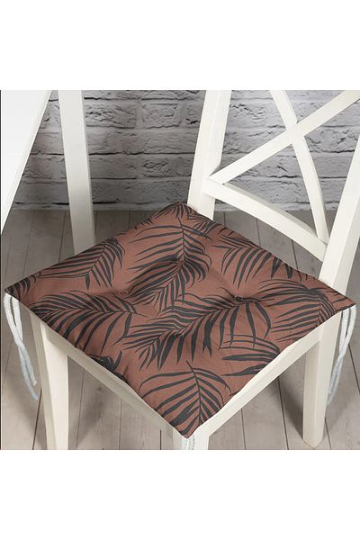 Realhomes Brown Floor Black Feather Design Fluffy Chair Cushion