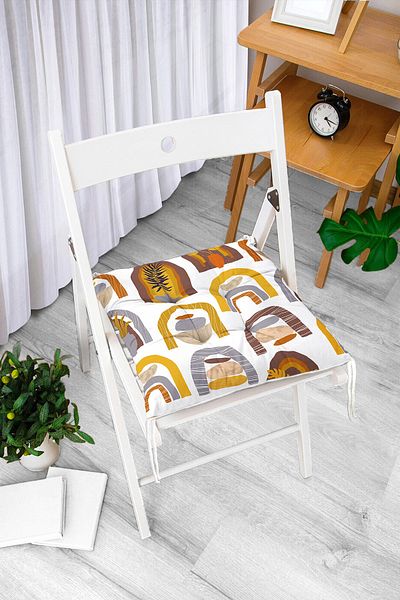 Realhomes Digital Printed Fluffy Chair Cushion with Ethnic Abstract Design