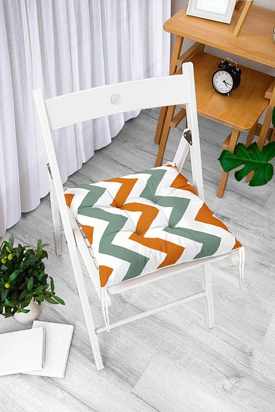 Realhomes Colorful Zigzag Patterned Modern Fluffy Chair Cushion