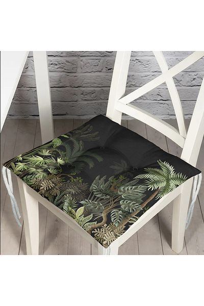 Realhomes Black Floor Tropical Forest Themed Fluffy Chair Cushion