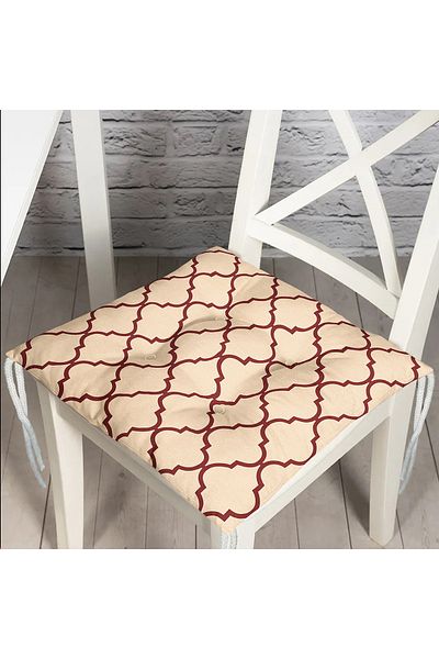 Realhomes Cream Floor Brown Ogea Motif Fluffy Chair Cushion