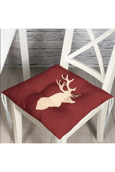 Realhomes Modern Fluffy Chair Cushion with Burgundy Floor Cream Deer Design