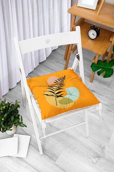 Realhomes Mustard Floor Abstract Design Fluffy Chair Cushion