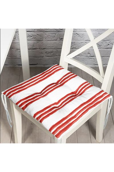 Realhomes Red Striped Digital Printed Pouf Chair Cushion