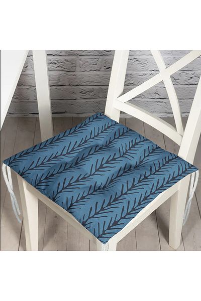 Realhomes Navy Blue Marbling Art Digital Printed Modern Pouf Chair Cushion