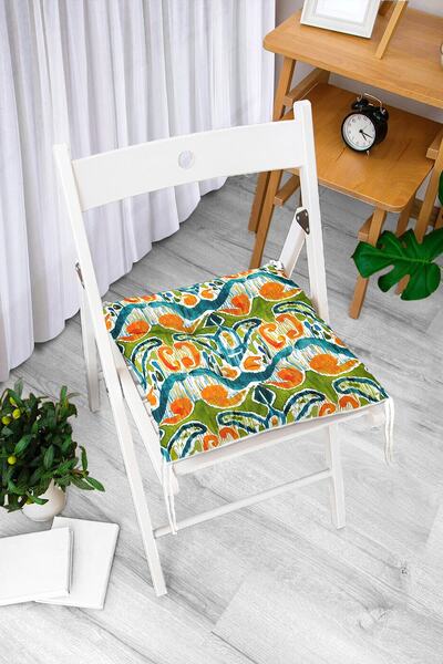 Realhomes Yeşil Damask Tasarımlı Dijital Baskılı Pofidik Sandalye Minderi