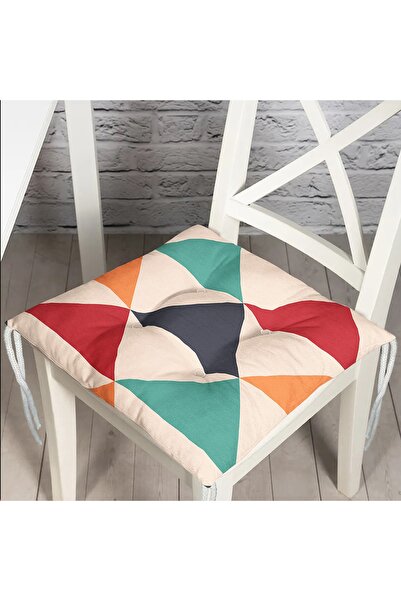 Realhomes Pernă de scaun cu puf imprimată digital cu motiv geometric triunghi colorat