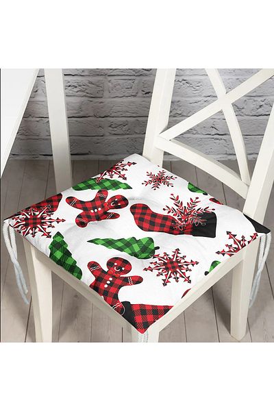 Realhomes New Year's Themed Plaid Design Fluffy Chair Cushion