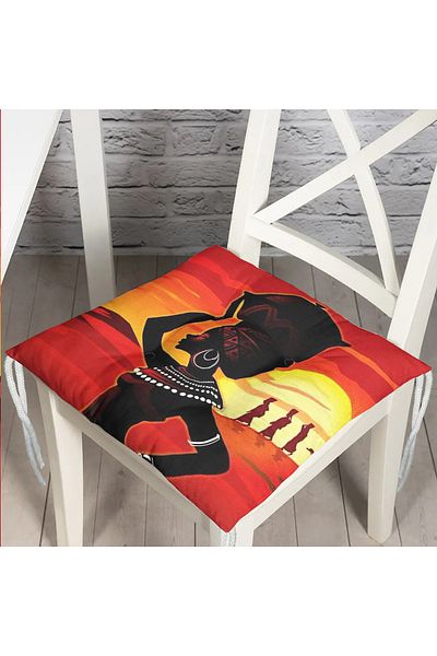 Realhomes Ethnic Black Women's Themed Digital Printed Fluffy Chair Cushion