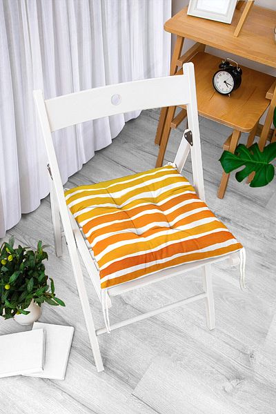 Realhomes Yellow Orange Striped Fluffy Chair Cushion