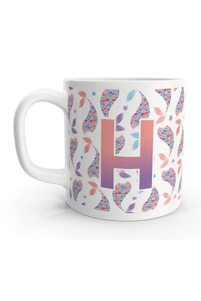 Rock'n Fox Letter H Mermaid Colorful Design Letter Mug