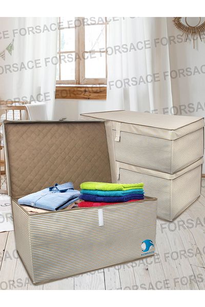 FORSACE Комплект от 3 многофункционални кутии Mega Plus, кафяви, на райета