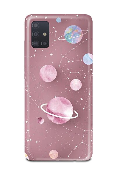 PERAX Samsung Galaxy M31s Pembe Galaksi Baskılı Telefon Kılıfı M31s030-43