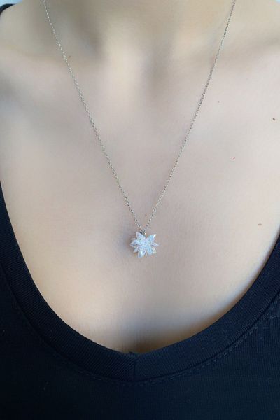 axexuar Zircon Stone White Pendant Chain Necklace Women's Necklace